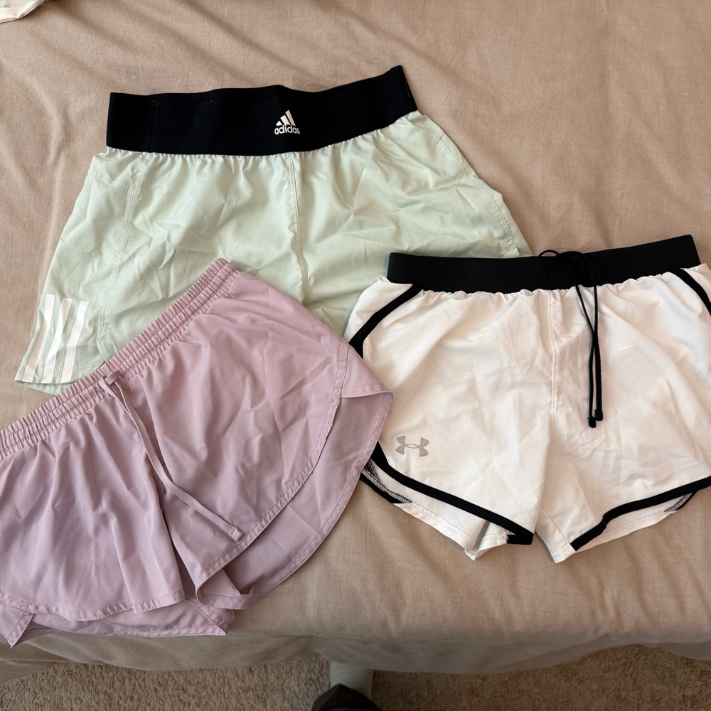 Under Armour White and Black Trim Athletic Shorts